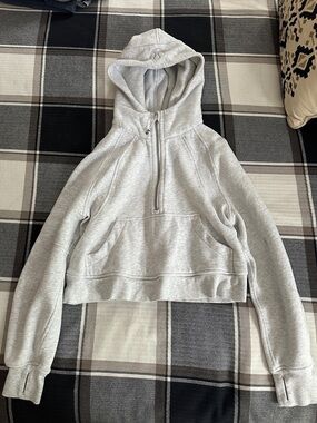 Lululemon athletica Light Gray Scuba Oversized Half-Zip Cropped Hoodie